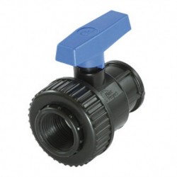 Valvola a sfera in PVC nero con attacchi filettati femmina